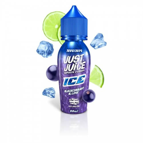 Just Juice Ice Range 50ml Shortfill E - liquids Blackcurrant and Lime