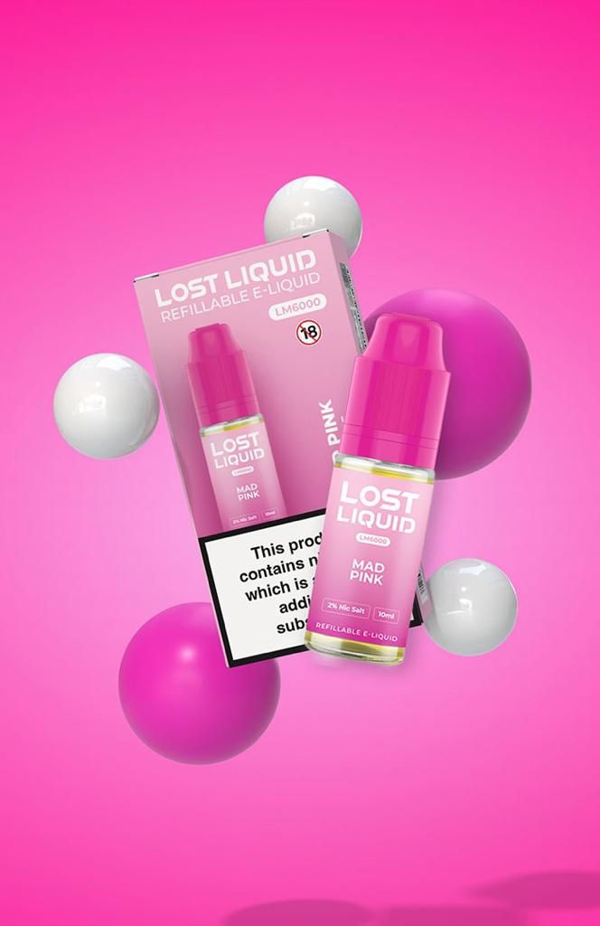 Lost Liquid Nic Salt 10ml E - liquids (Box of 10) Mad Pink