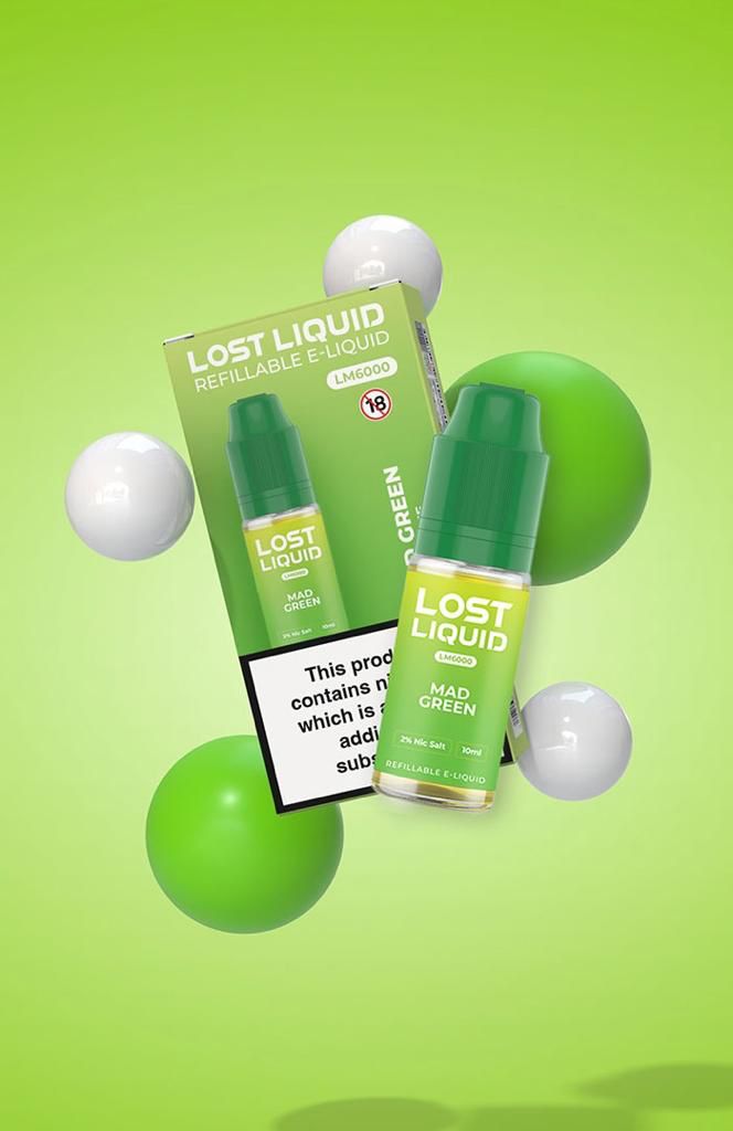 Lost Liquid Nic Salt 10ml E - liquids (Box of 10) Mad Green