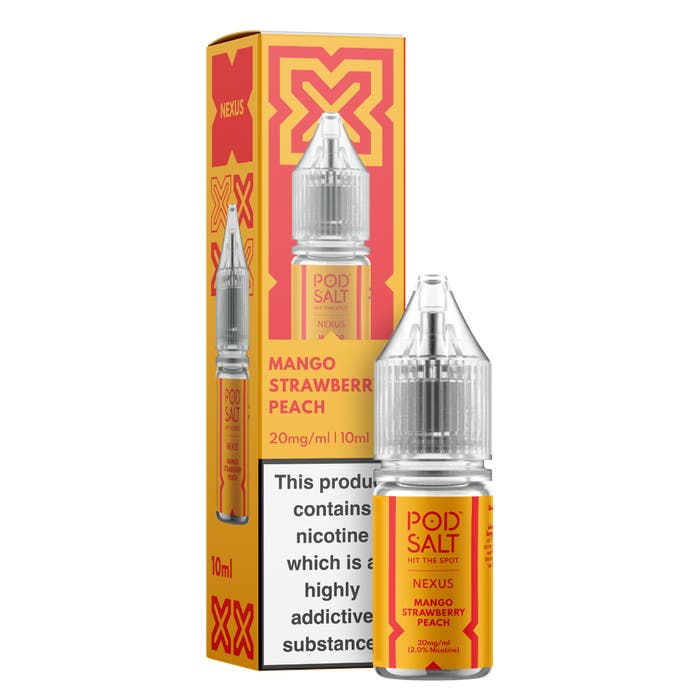 Nexus Nic Salt 10ml E - Liquid (Box of 10) Mango Strawberry Peach
