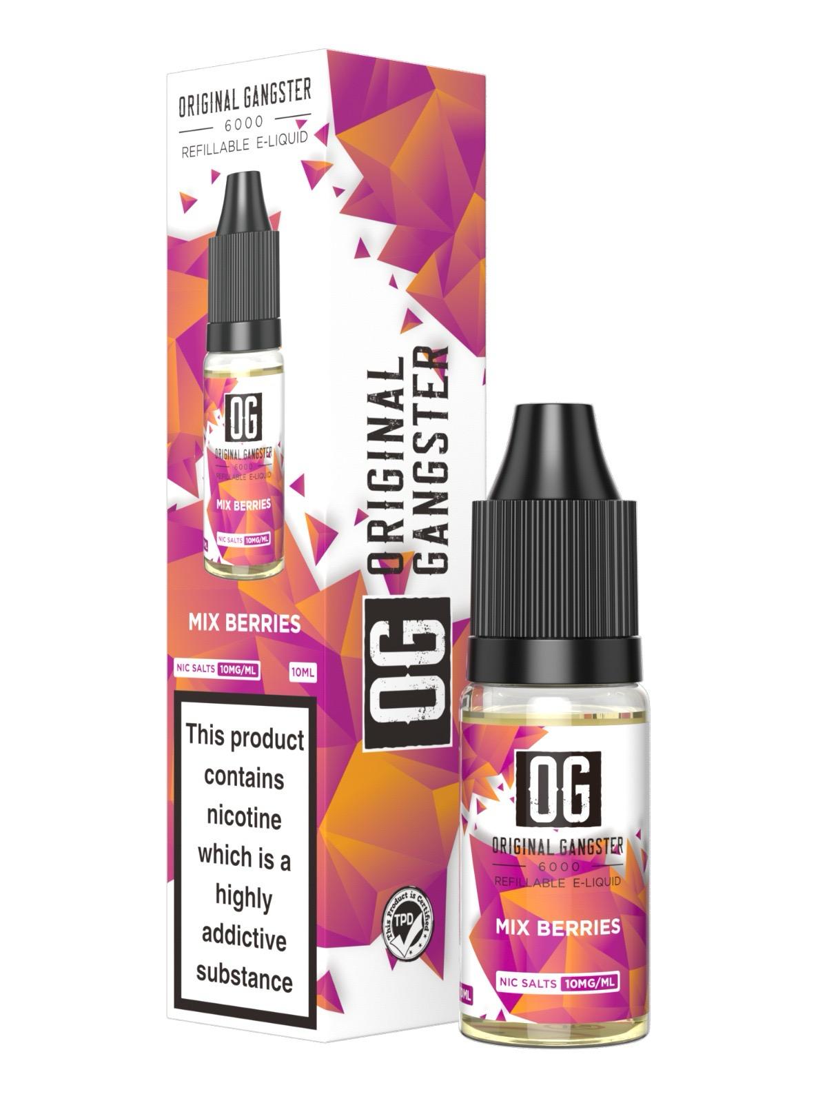 OG Original Gangster 6000 Salt 10ml ( Box of 10 ) Mixed Berries