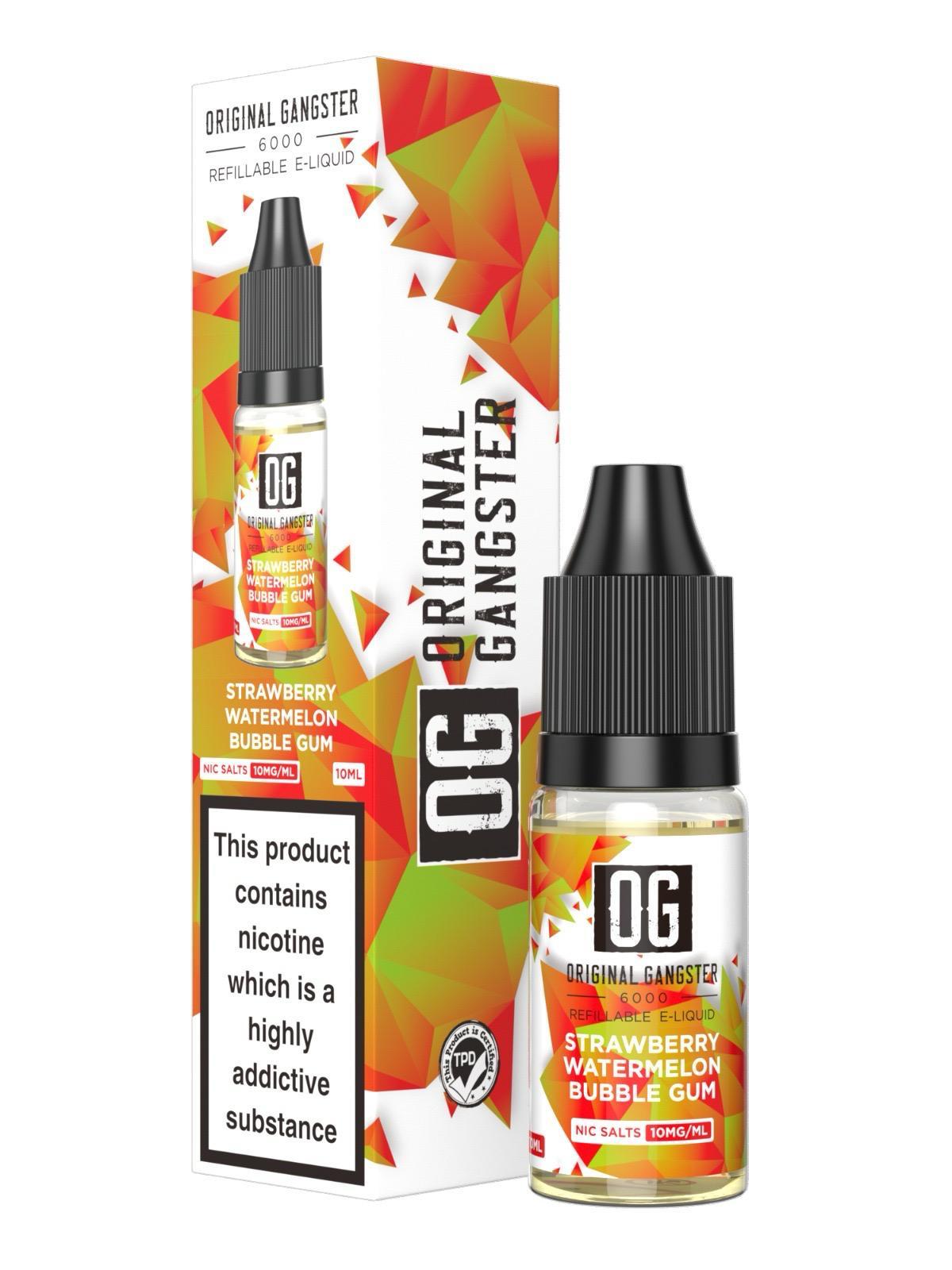 OG Original Gangster 6000 Salt 10ml ( Box of 10 ) Strawberry Watermelon Bubblegum
