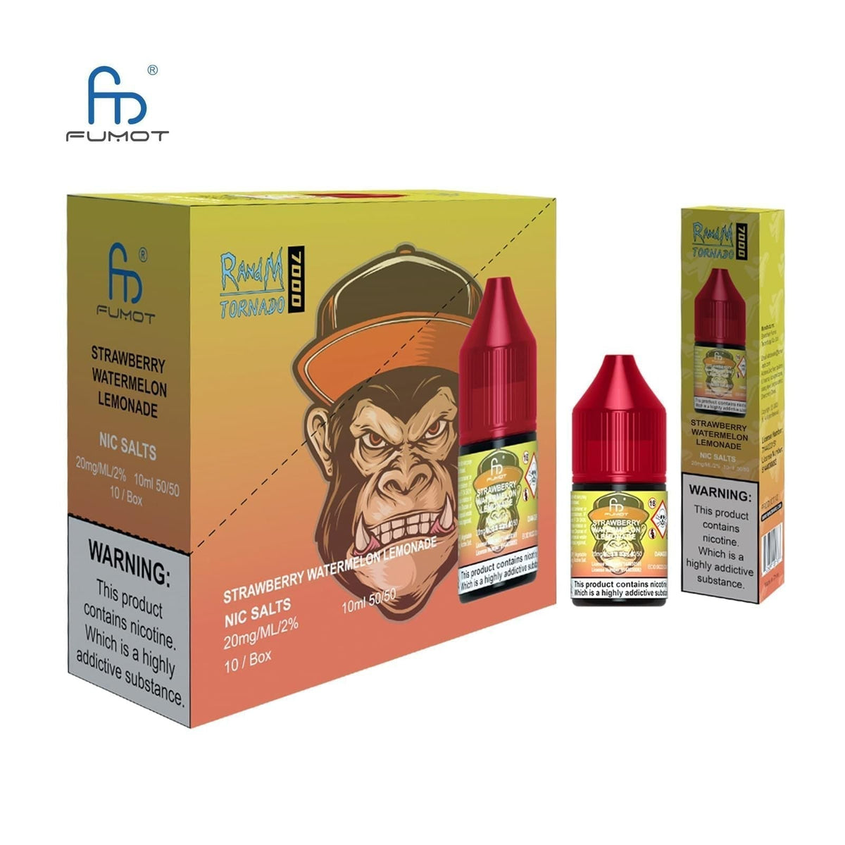 R and M 7000 Nic Salt 10ml - Box of 10 Strawberry Watermelon Lemonade