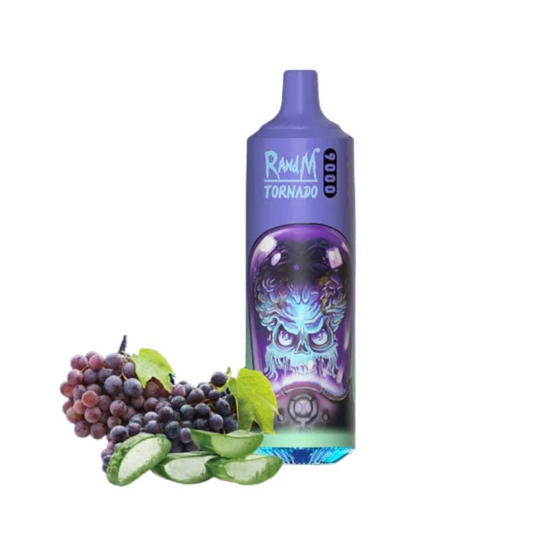 R & M Tornado 9000 Disposable Vape Pod - Box of 10 Aloe Grape