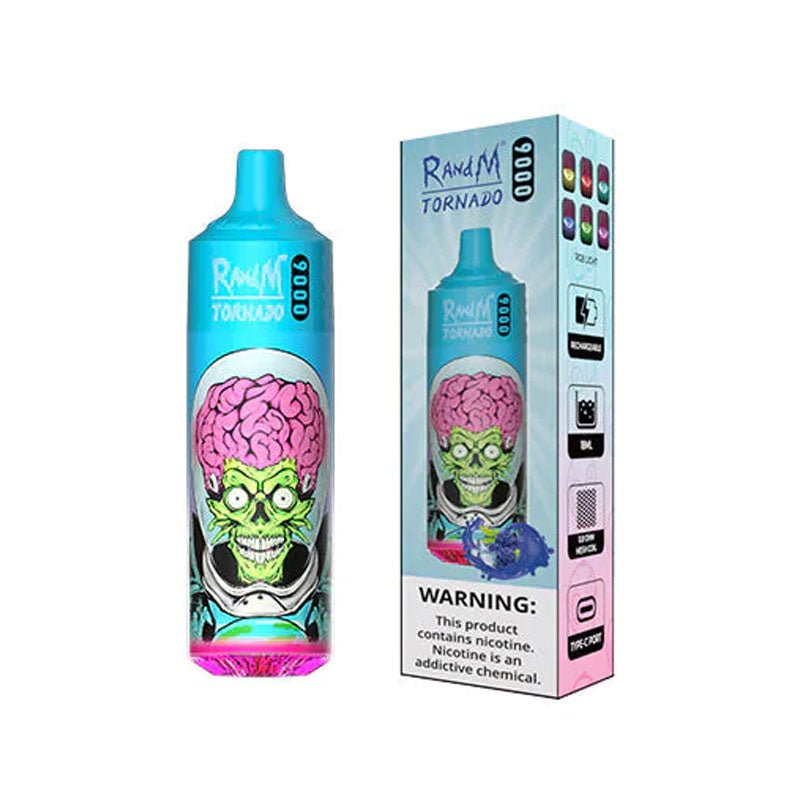 R & M Tornado 9000 Disposable Vape Pod - Box of 10 Blue Razz Kush