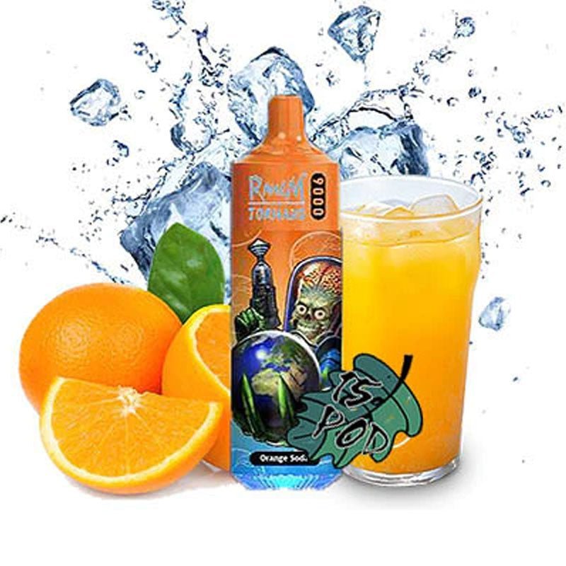 R & M Tornado 9000 Disposable Vape Pod - Box of 10 Orange Soda