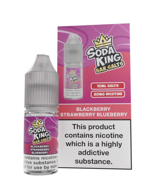 Soda King Nic Salt 10ml - Box of 10 Blueberry Strawberry Blackberry