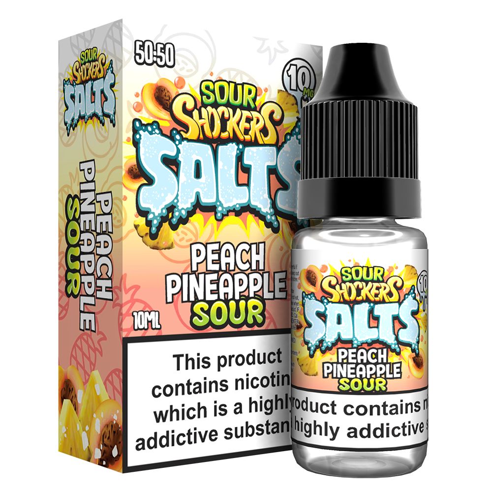 Sour shockers Nic Salt 10ml Pack of 5 Peach Pineapple