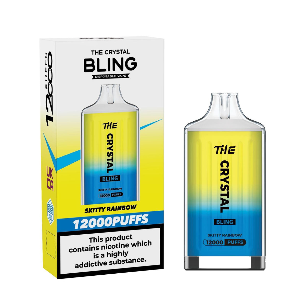 The Crystal Bling 12000 Puff Prefilled Pod Vape Pack of 5 Skitty Rainbow