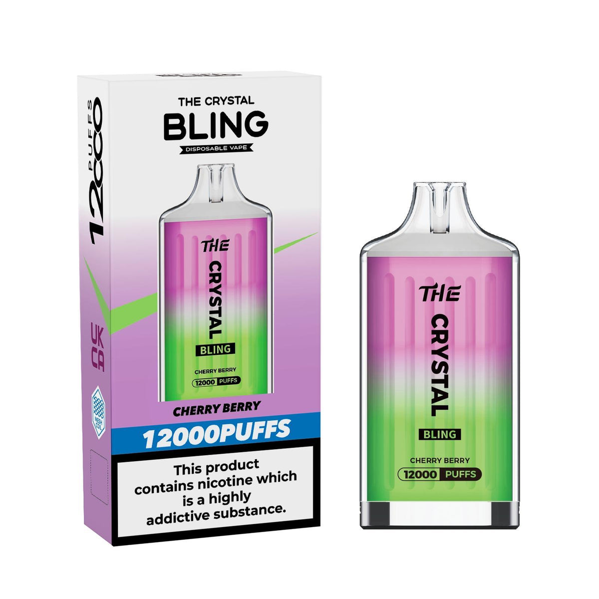 The Crystal Bling 12000 Puff Prefilled Pod Vape Pack of 5 Strawberry Watermelon Lime