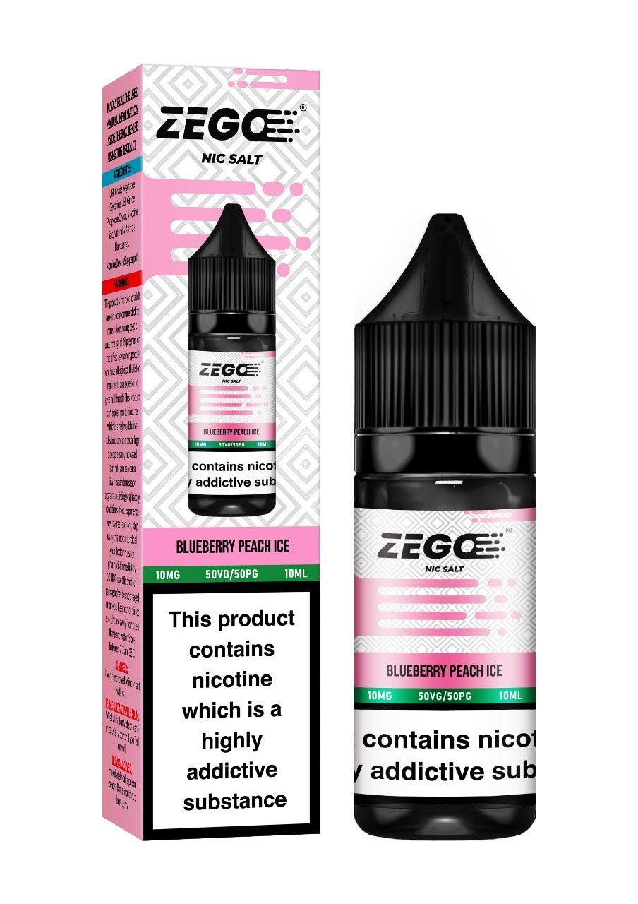 Zego Nic Salt 10ml E - Liquid - Box of 10 Blueberry Peach Ice