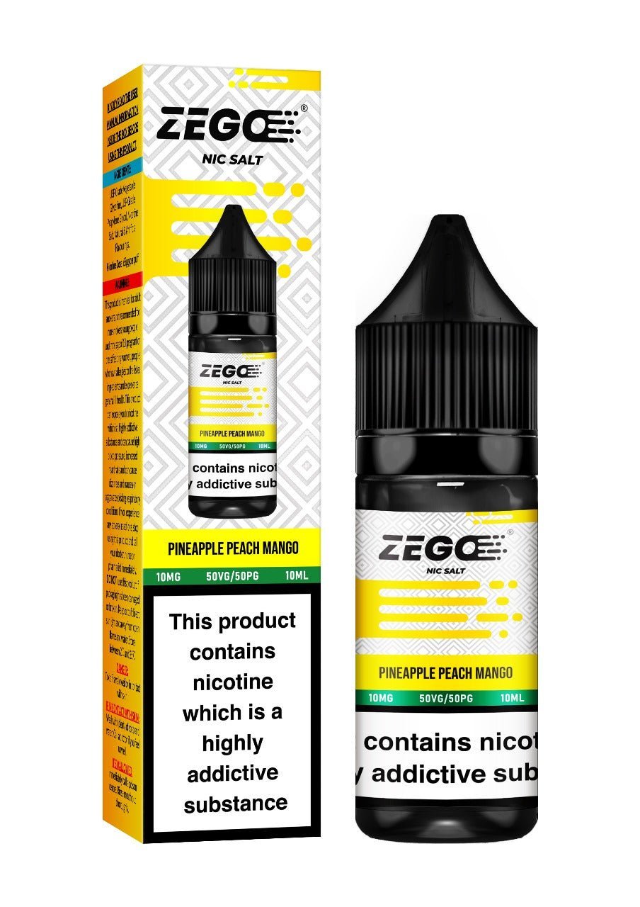 Zego Nic Salt 10ml E - Liquid - Box of 10 Pineapple Peach Mango
