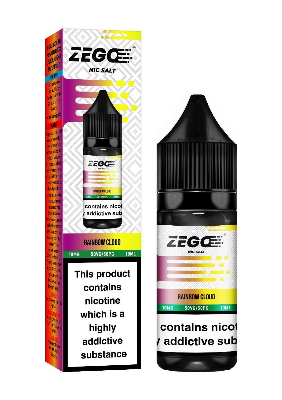 Zego Nic Salt 10ml E - Liquid - Box of 10 Rainbow Cloud