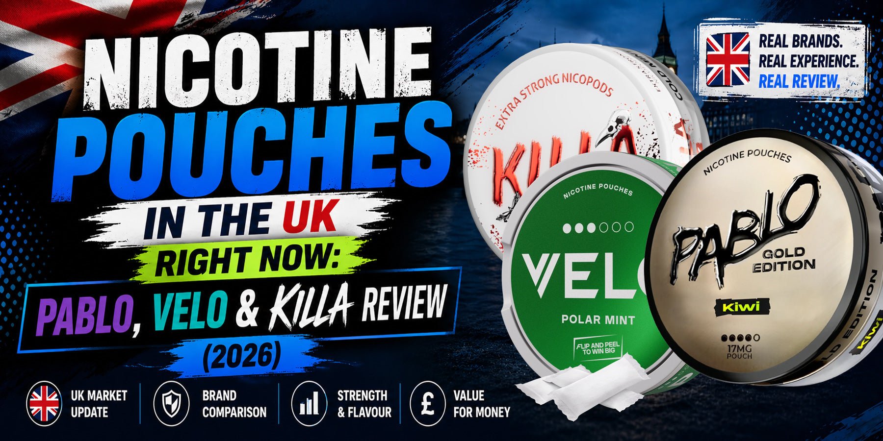 Nicotine Pouches in the UK Right Now: Pablo, VELO & Killa Review (2026)