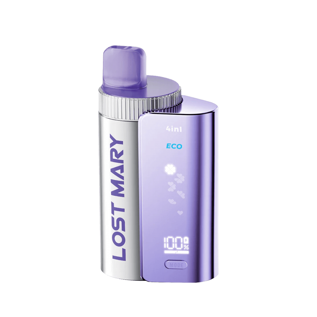 4 in 1 Lost Mary 3200 Puffs Pre - filled Pod Vape Kit Box of 5 Purple Edition