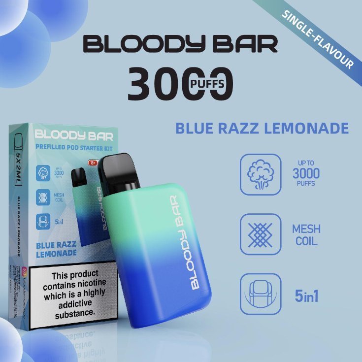 5 in 1 Bloody Mary 3000 Puffs Prefilled Pod Kit (Box of 5) - Bulk Vape Wholesale