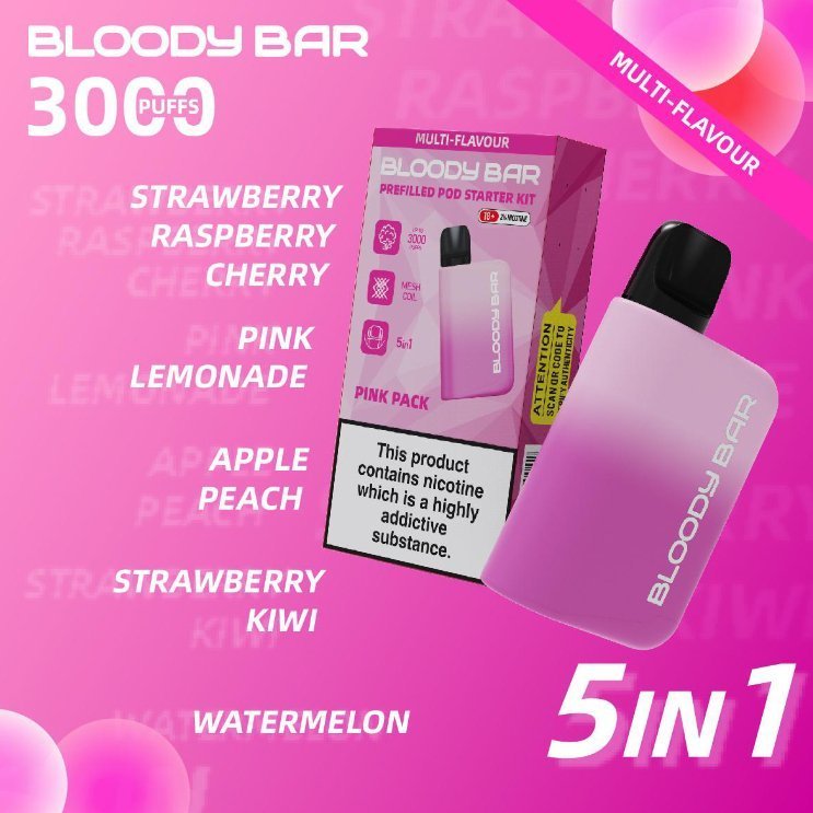 5 in 1 Bloody Mary 3000 Puffs Prefilled Pod Kit (Box of 5) - Bulk Vape Wholesale