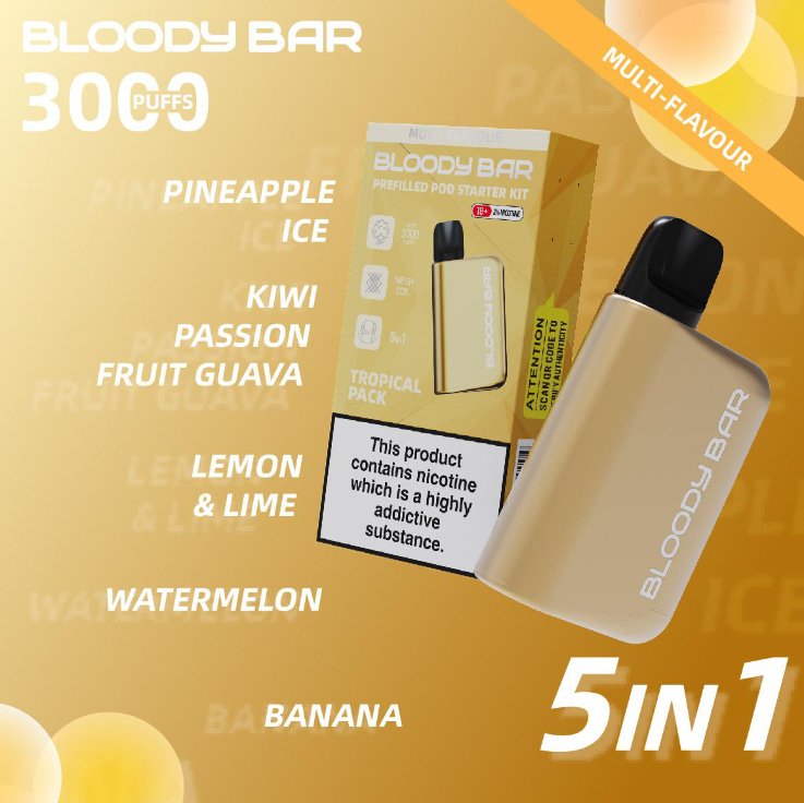 5 in 1 Bloody Mary 3000 Puffs Prefilled Pod Kit (Box of 5) - Bulk Vape Wholesale