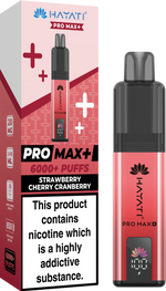 Hayati Pro Max+ 6000 Puffs Prefilled Pod Vape Kit Box of 5 Strawberry Cherry Cranberry