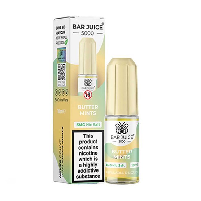 Bar Juice 5000 10ml Nic Salts E - liquids Box of 10 Butter Mints *New*