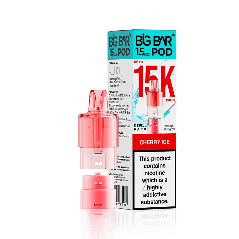 Big Bar 15000 Pro Prefilled Refill Pods Pack of 5 Cherry Ice