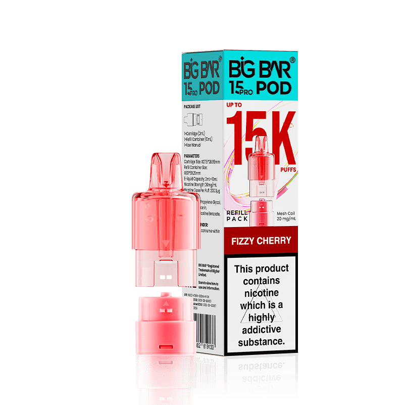 Big Bar 15000 Pro Prefilled Refill Pods Pack of 5 Fizzy Cherry