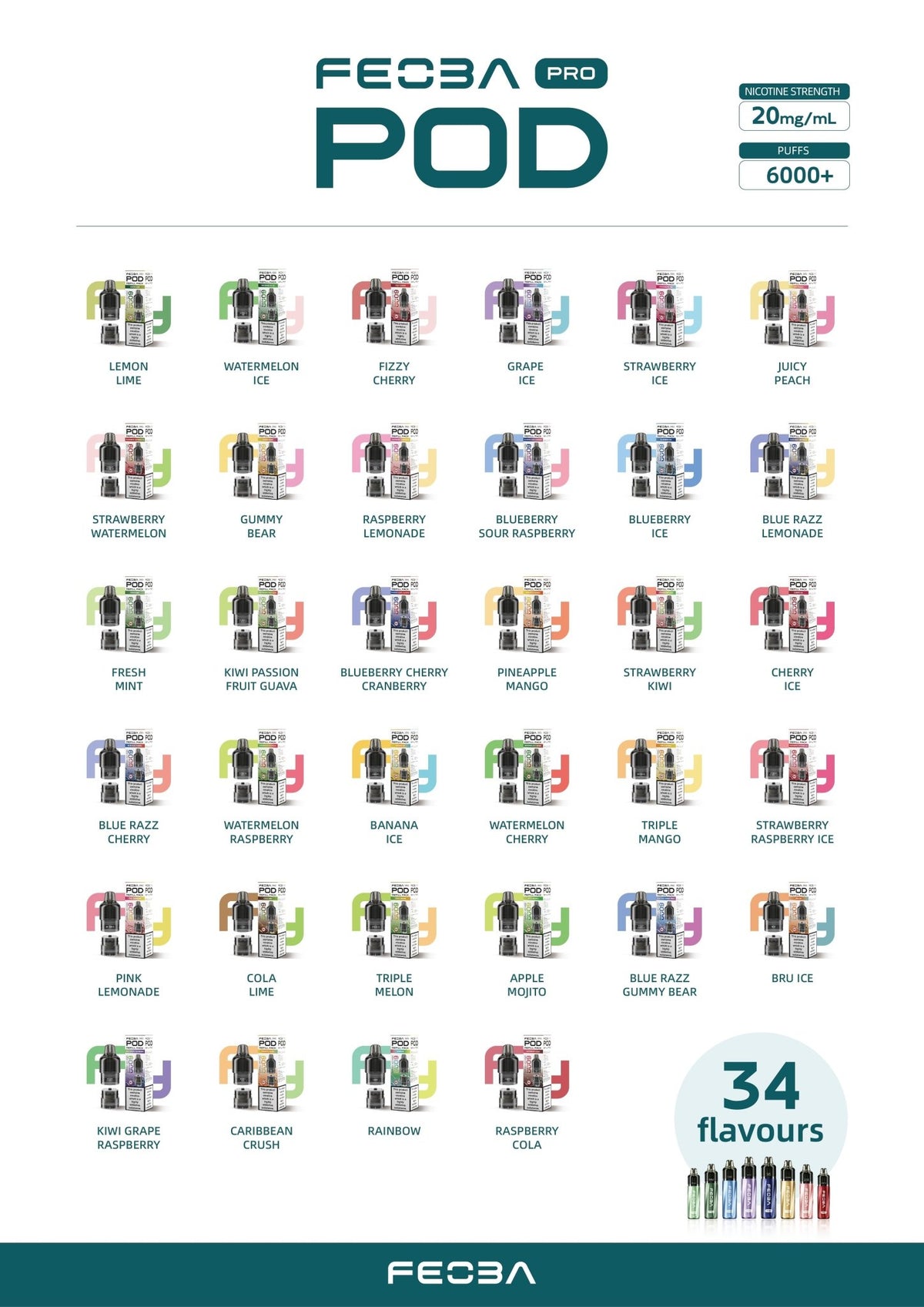 Buy Feoba Pro 6000+ Replacement Pods Pack of 5 - Bulk Vape Wholesale