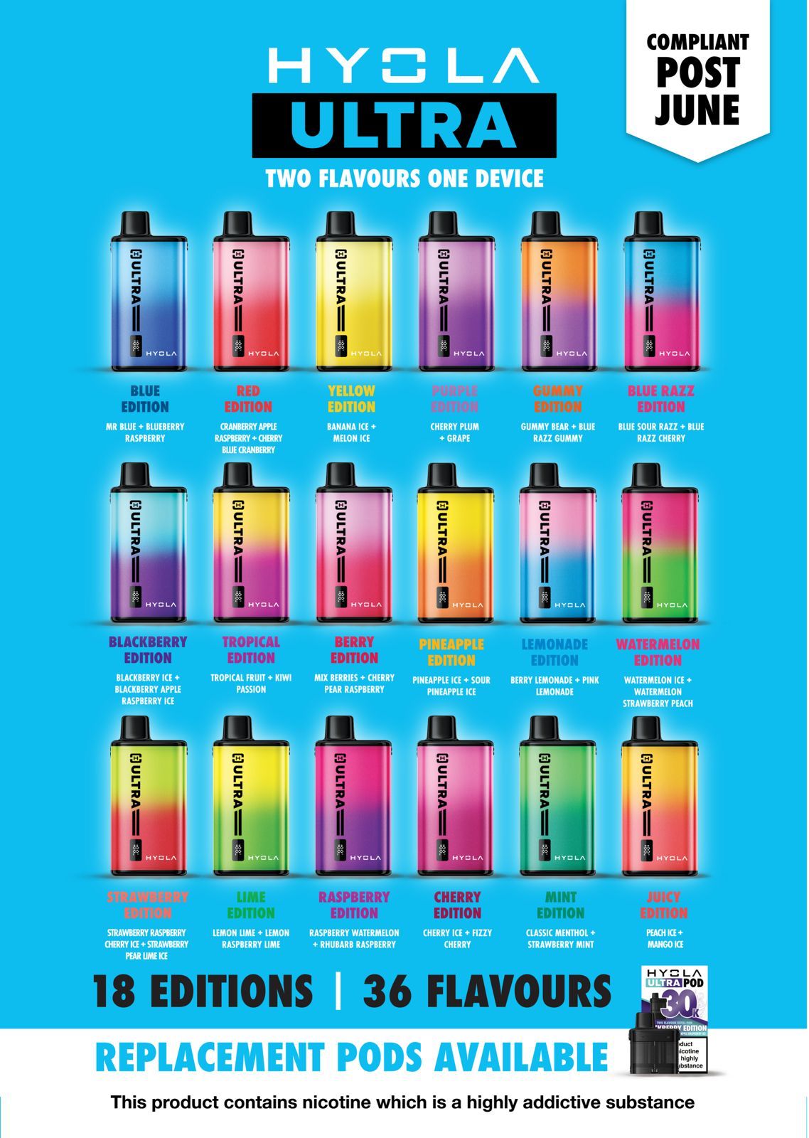 Buy Hyola Ultra 30k Prefilled Pod Vape Kit Pack of 5 - Bulk Vape Wholesale