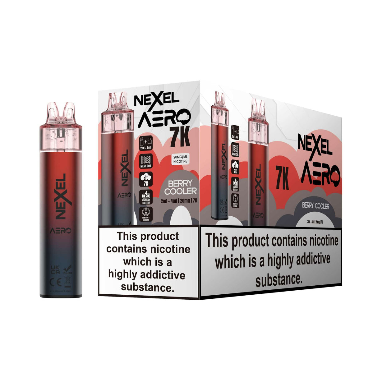 Nexel Aero 7k Prefilled Pod Vape Kit (BOX OF 5) Berry Cooler