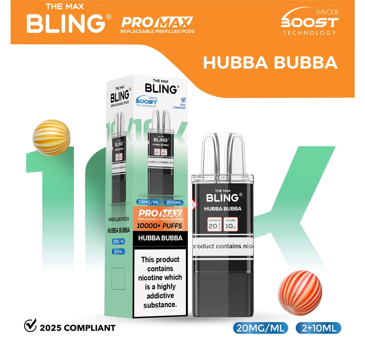 The Bling 10k Pro Max Replacement Pods (BOX OF 5) Hubba Bubba