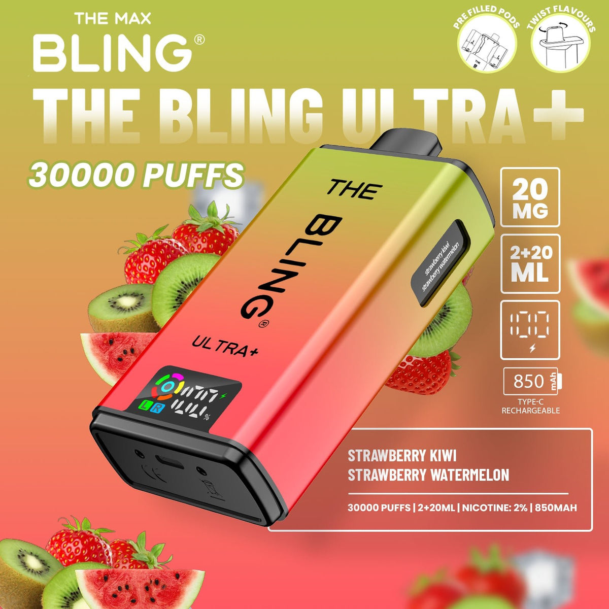 Buy The Bling Ultra Plus 30k Prefilled Vape Pod Kit Box of 5 - Bulk Vape Wholesale