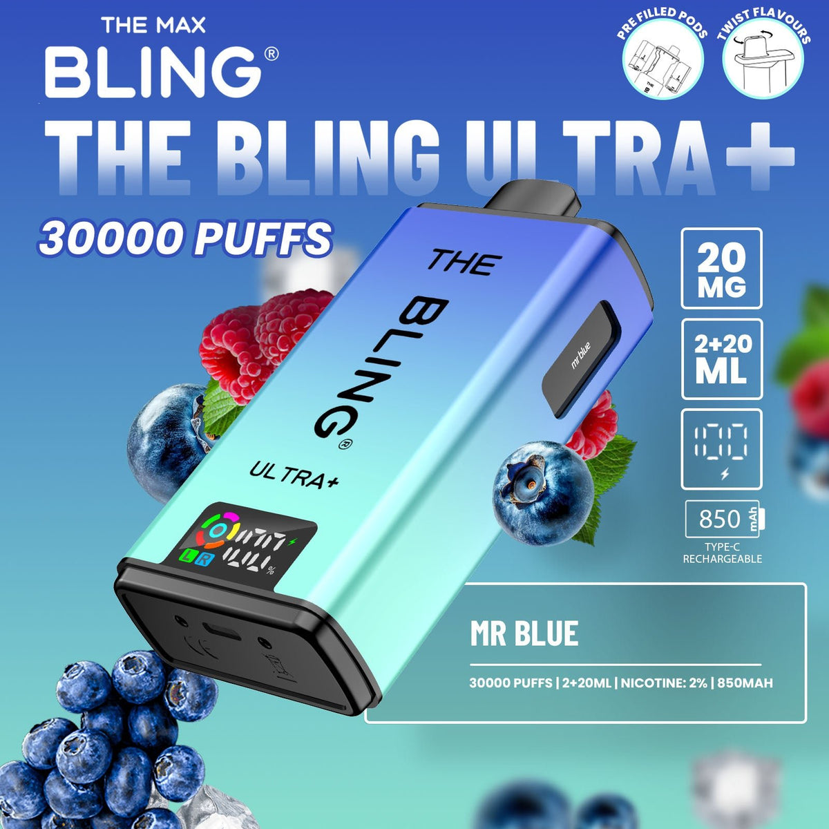 Buy The Bling Ultra Plus 30k Prefilled Vape Pod Kit Box of 5 - Bulk Vape Wholesale