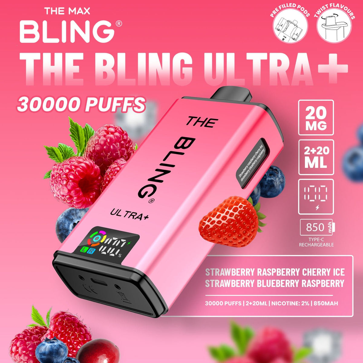 Buy The Bling Ultra Plus 30k Prefilled Vape Pod Kit Box of 5 - Bulk Vape Wholesale