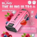 The Bling Ultra Plus 30k Prefilled Vape Pod Kit Box of 5 Strawberry Raspberry Cherry Ice/Strawberry Blueberry Raspberry