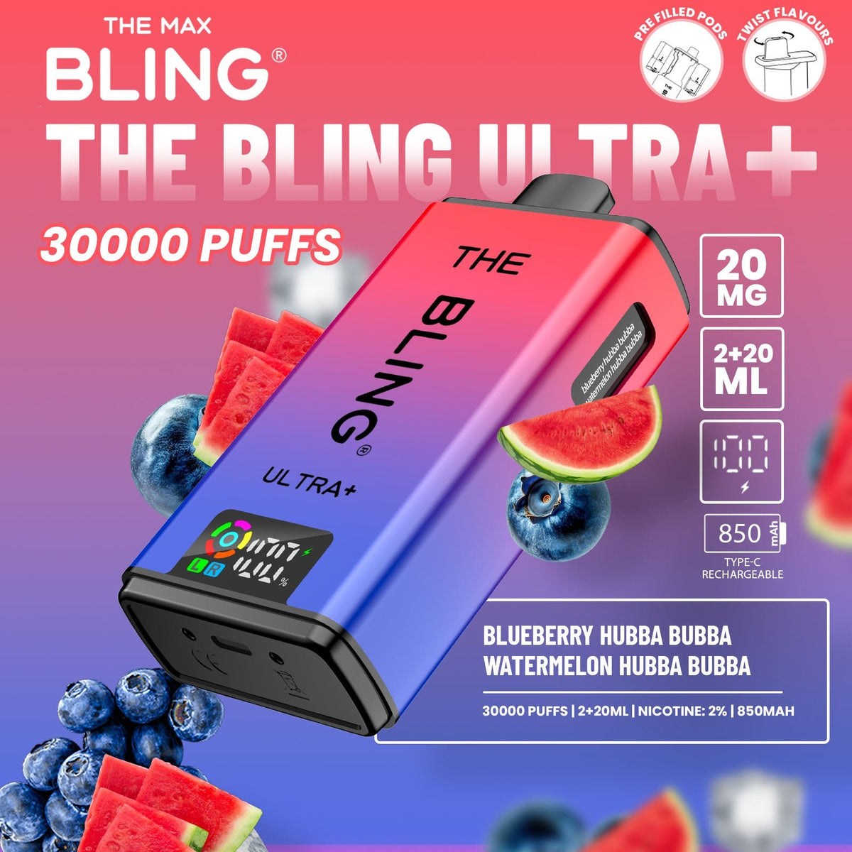 Buy The Bling Ultra Plus 30k Prefilled Vape Pod Kit Box of 5 - Bulk Vape Wholesale