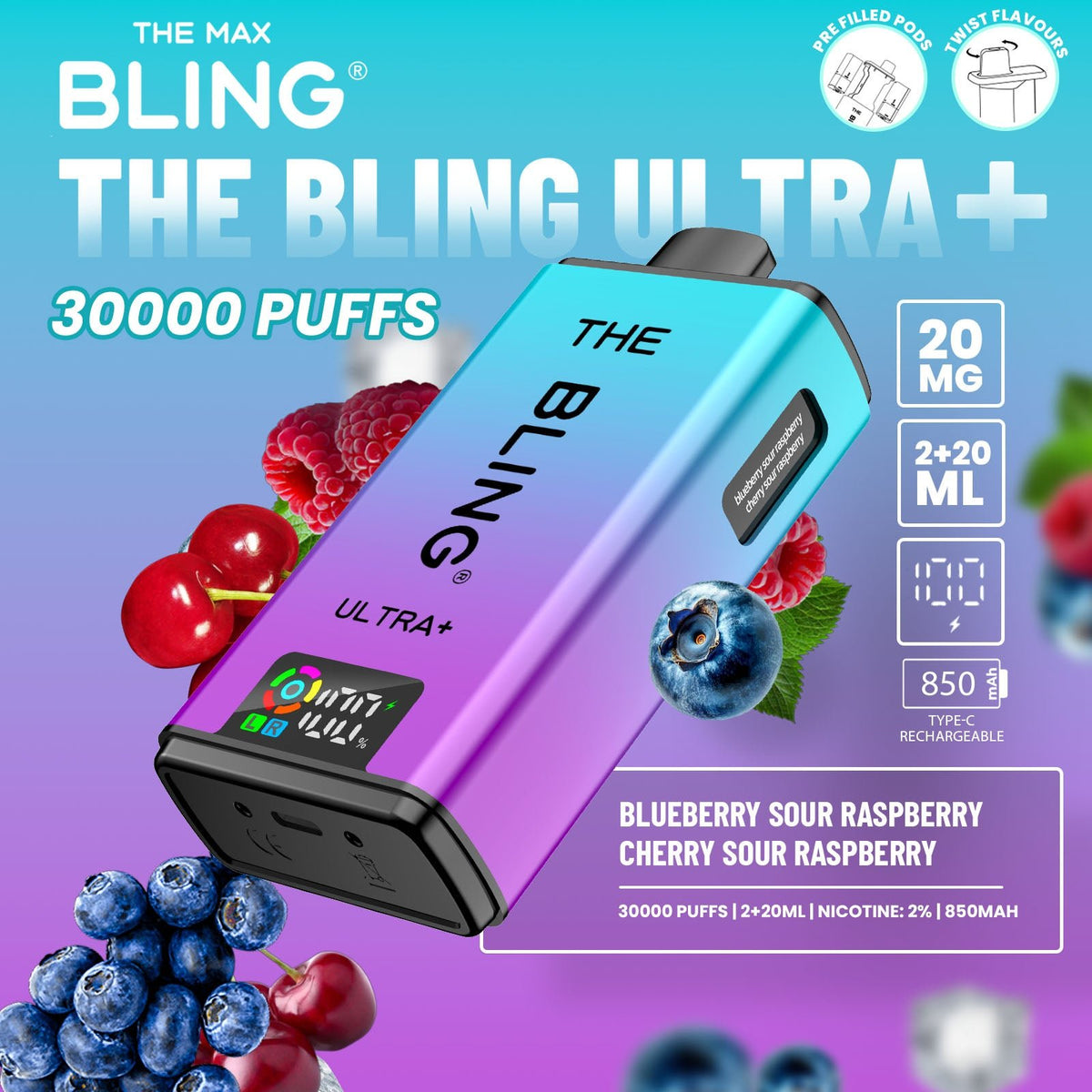 Buy The Bling Ultra Plus 30k Prefilled Vape Pod Kit Box of 5 - Bulk Vape Wholesale