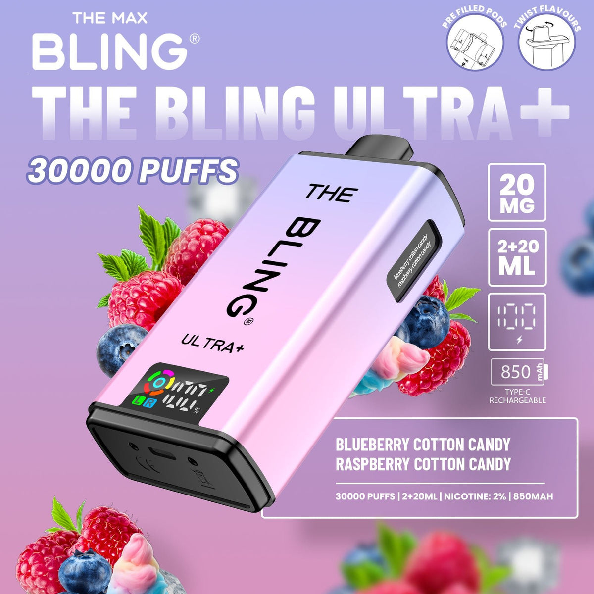 Buy The Bling Ultra Plus 30k Prefilled Vape Pod Kit Box of 5 - Bulk Vape Wholesale