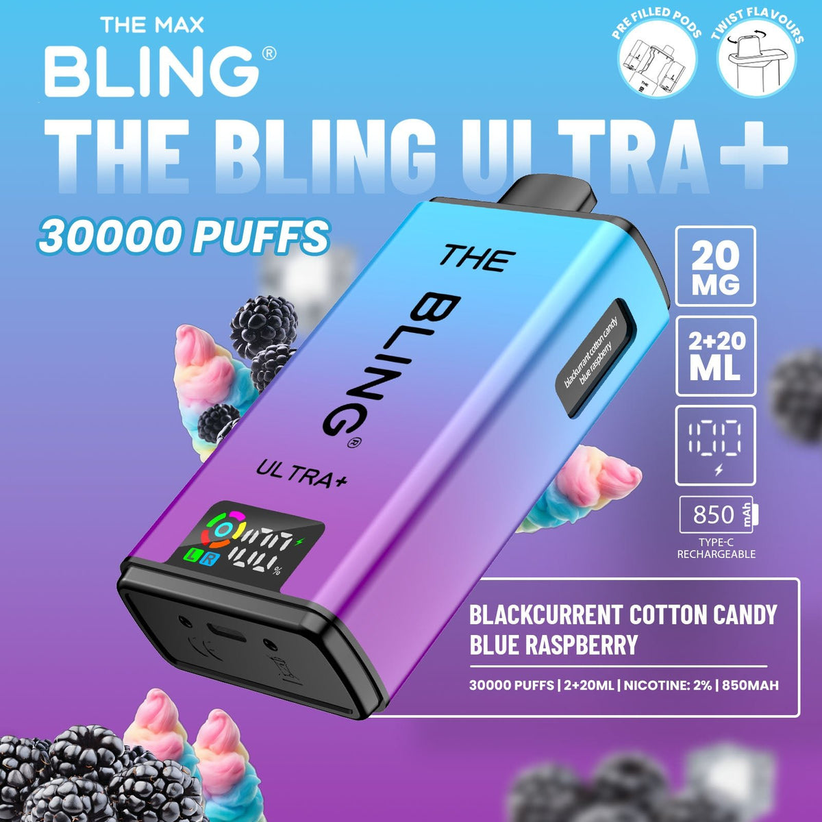 Buy The Bling Ultra Plus 30k Prefilled Vape Pod Kit Box of 5 - Bulk Vape Wholesale
