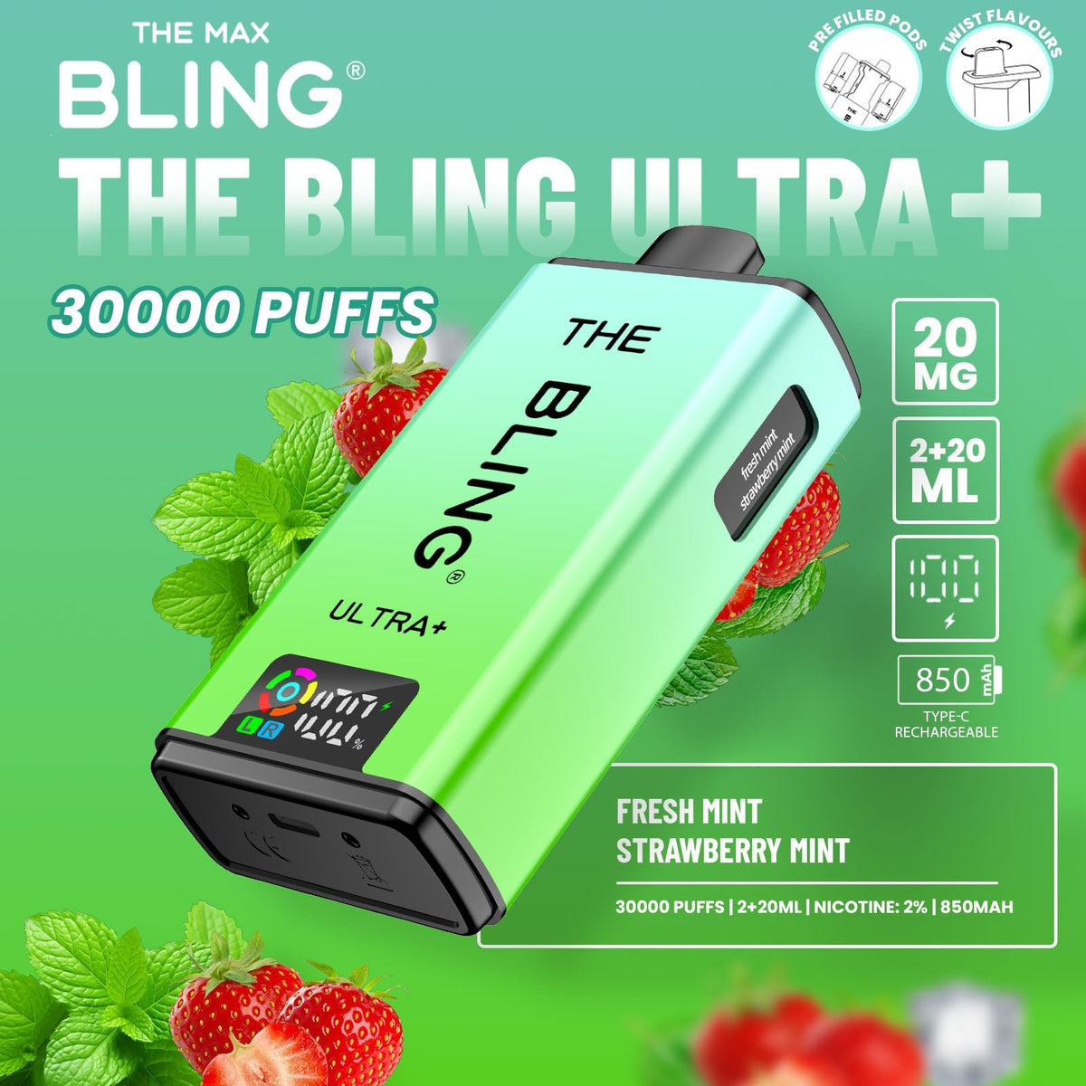 Buy The Bling Ultra Plus 30k Prefilled Vape Pod Kit Box of 5 - Bulk Vape Wholesale