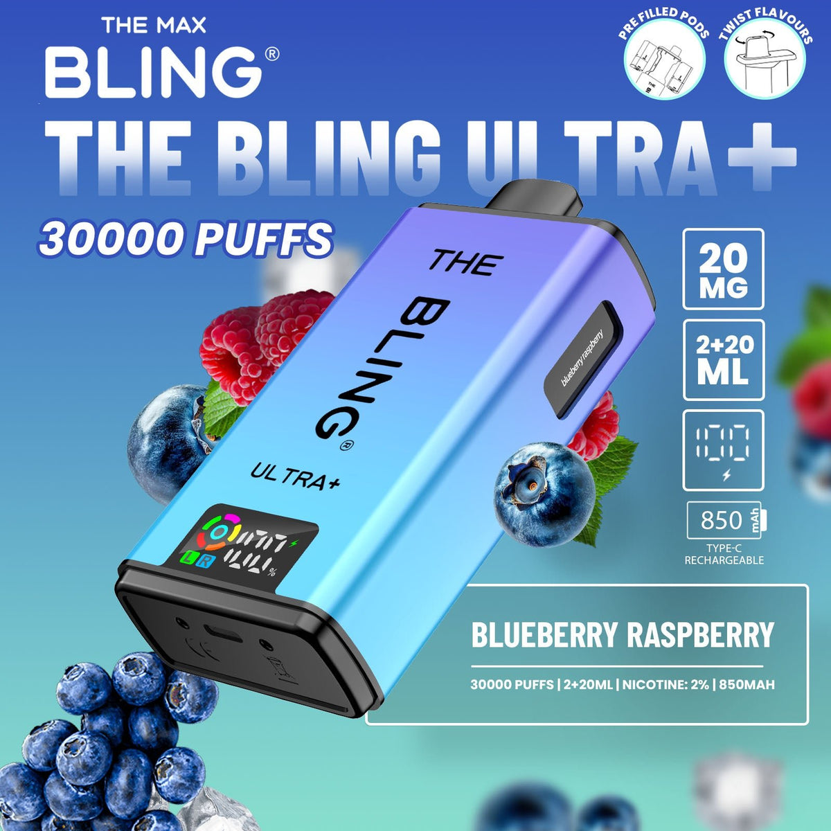 Buy The Bling Ultra Plus 30k Prefilled Vape Pod Kit Box of 5 - Bulk Vape Wholesale