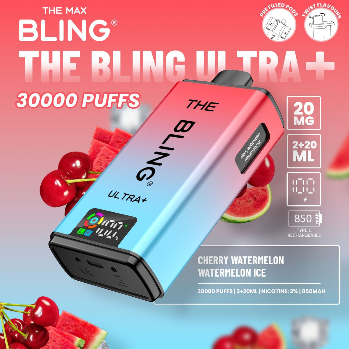 Buy The Bling Ultra Plus 30k Prefilled Vape Pod Kit Box of 5 - Bulk Vape Wholesale
