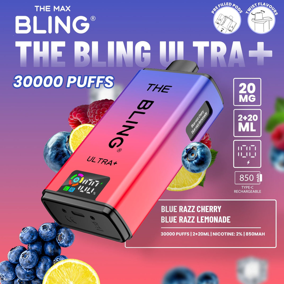 Buy The Bling Ultra Plus 30k Prefilled Vape Pod Kit Box of 5 - Bulk Vape Wholesale