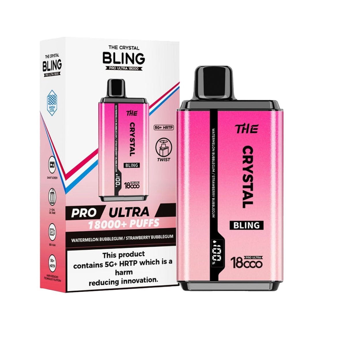 Buy The Crystal Bling Pro Ultra Twist 18k Prefilled Pod Vape Box of 10 - Bulk Vape Wholesale
