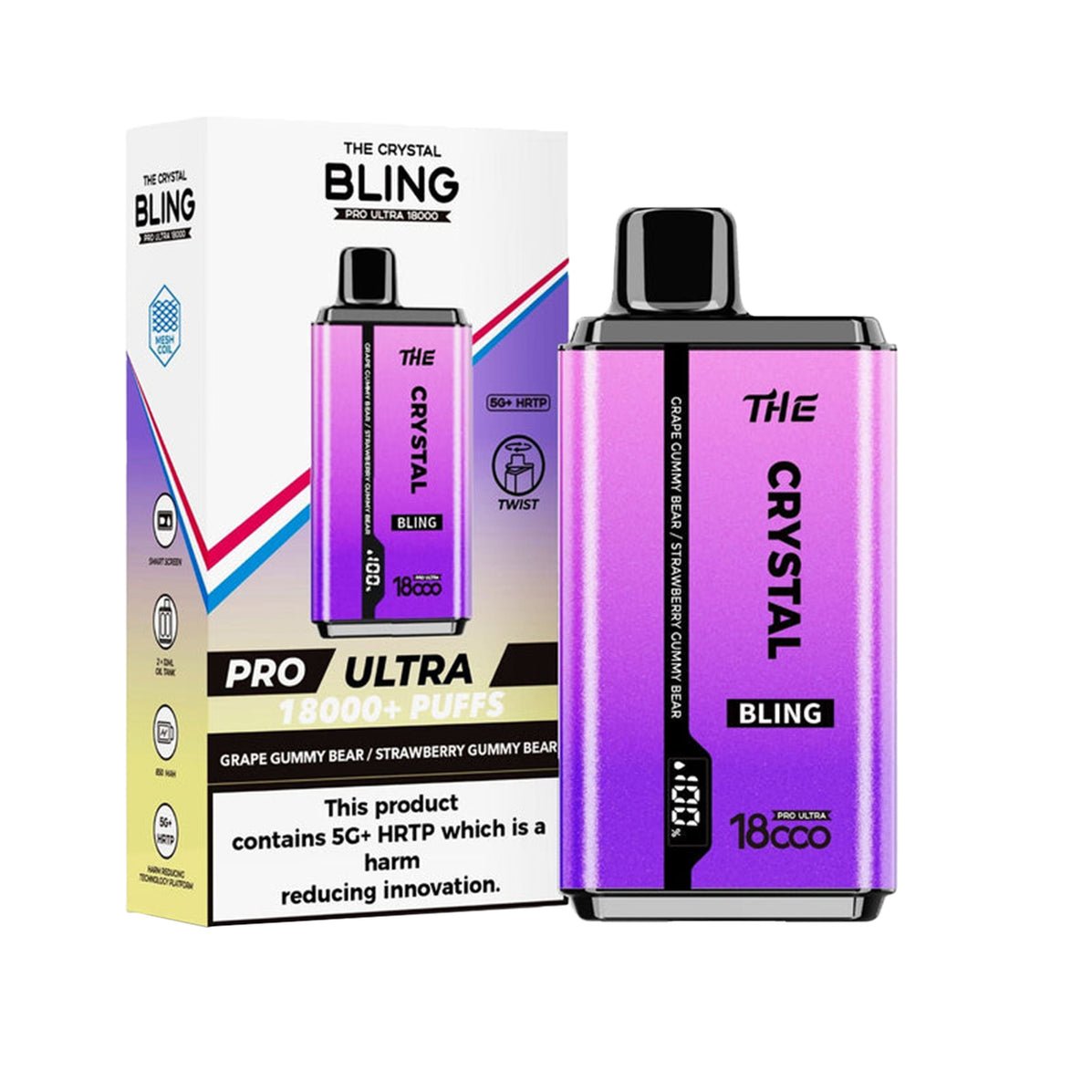 Buy The Crystal Bling Pro Ultra Twist 18k Prefilled Pod Vape Box of 10 - Bulk Vape Wholesale