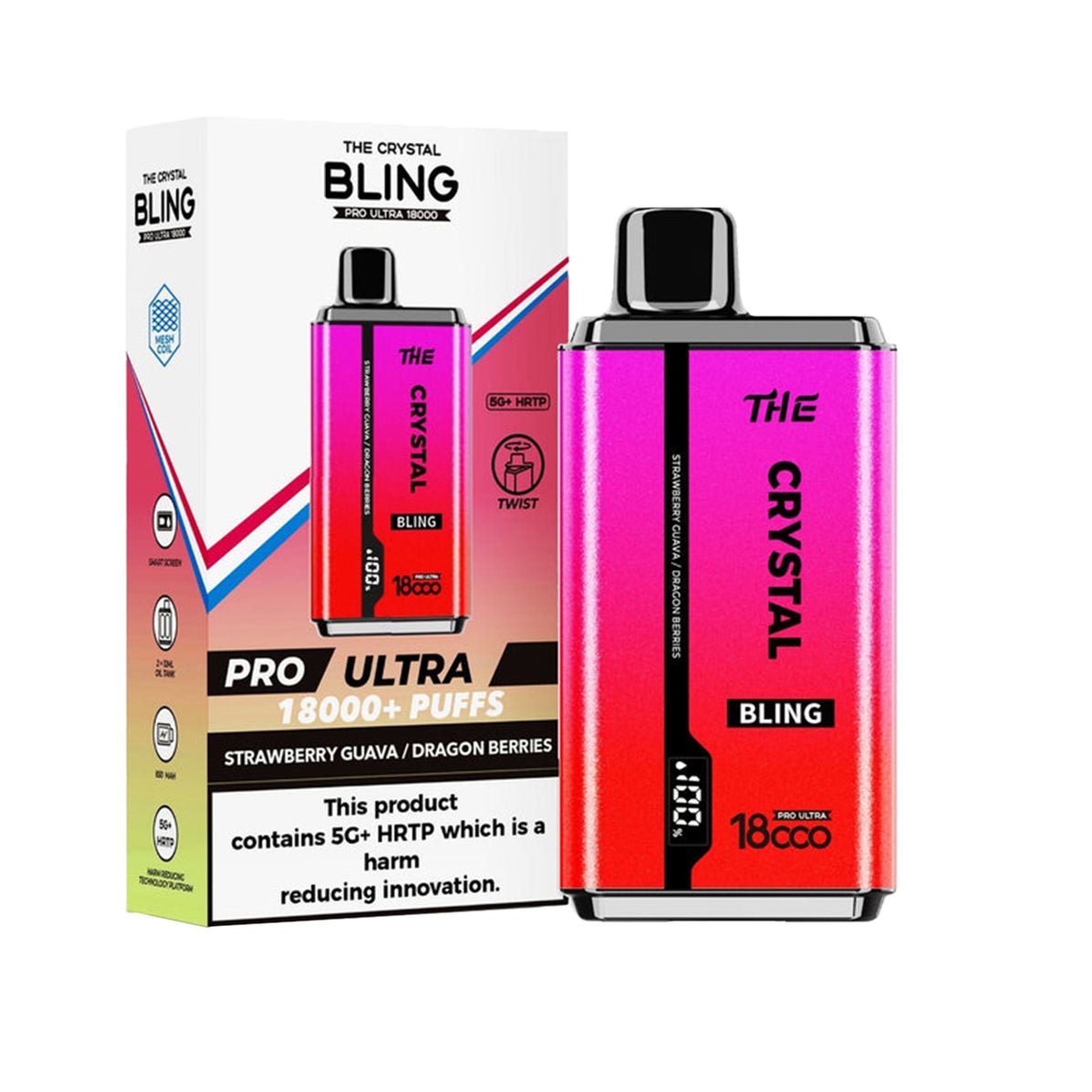 Buy The Crystal Bling Pro Ultra Twist 18k Prefilled Pod Vape Box of 10 - Bulk Vape Wholesale