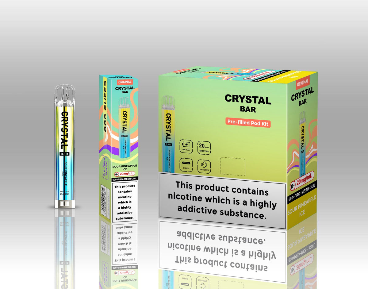 Crystal Bar Original 600 Vape Kit Pack of 10 Blueberry sour raspberry