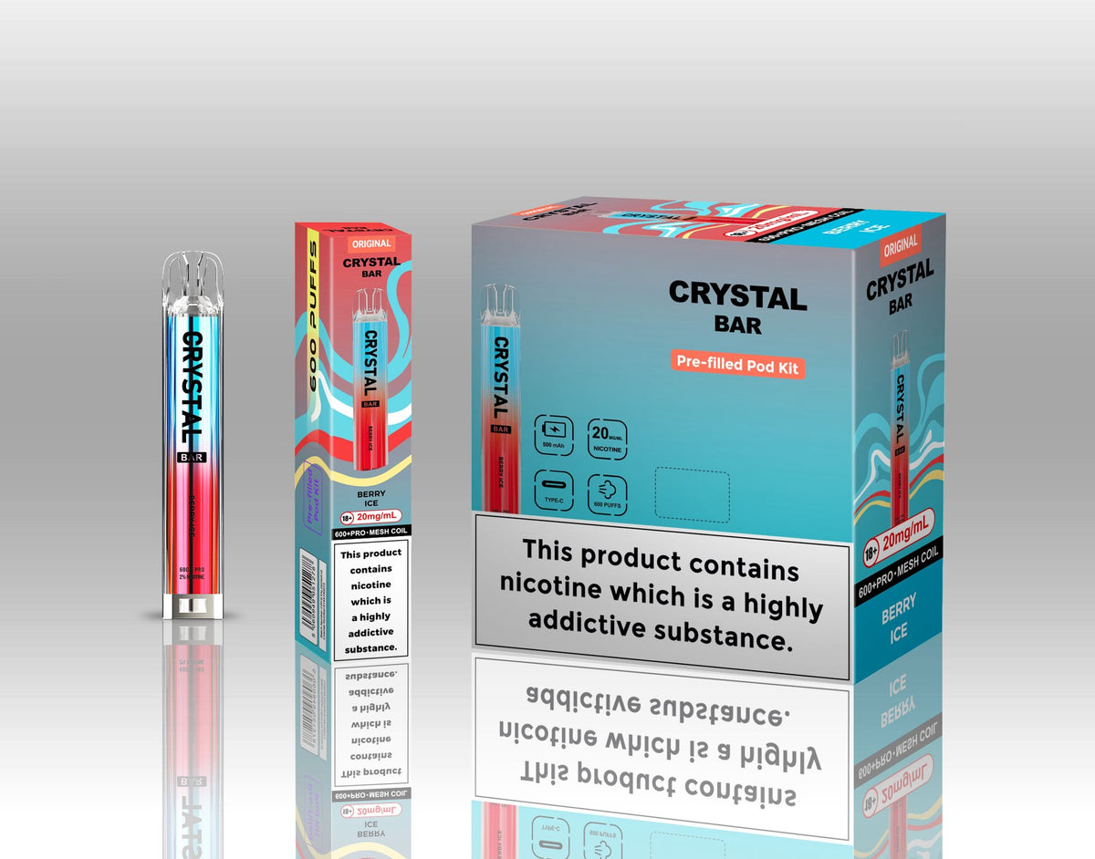 Crystal Bar Original 600 Vape Kit Pack of 10 Blueberry sour raspberry