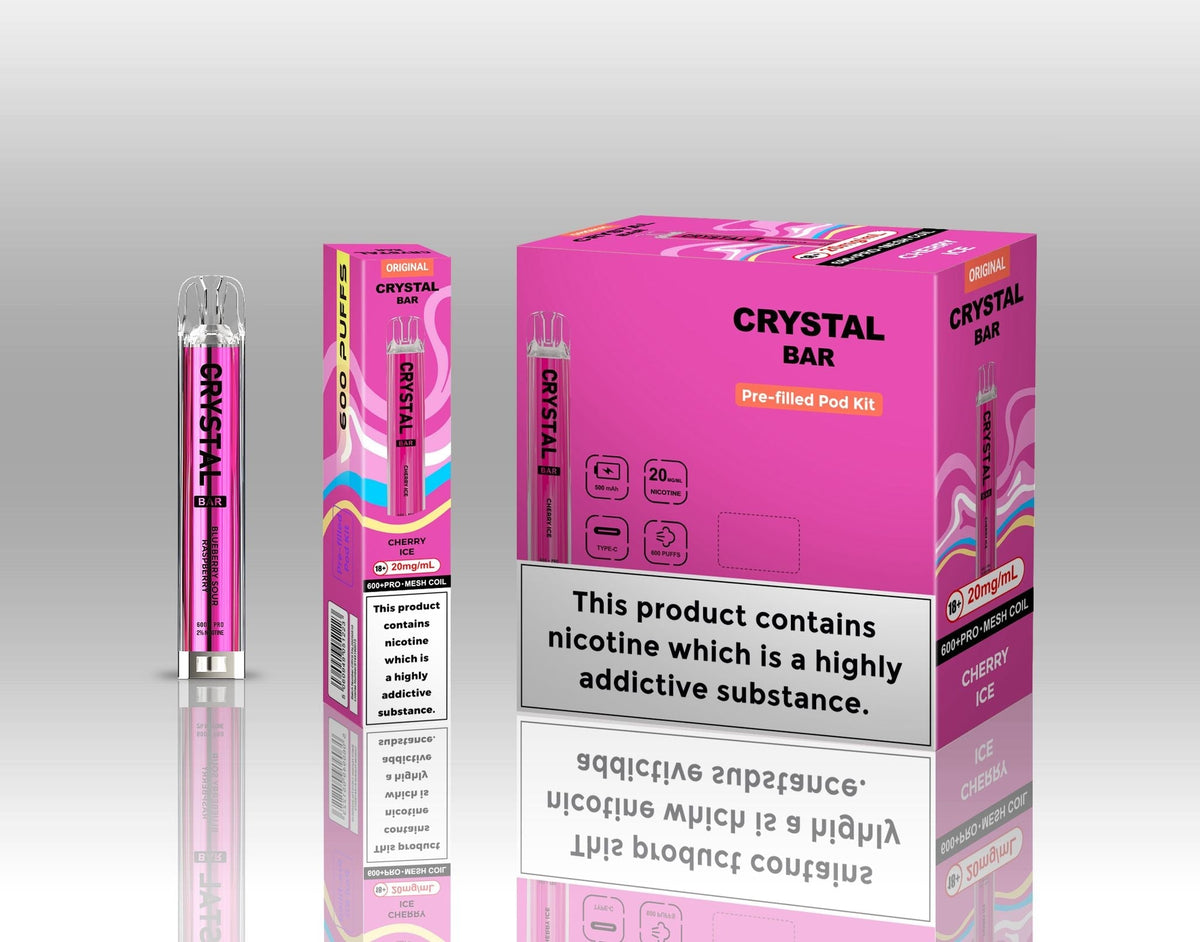 Crystal Bar Original 600 Vape Kit Pack of 10 Blueberry sour raspberry