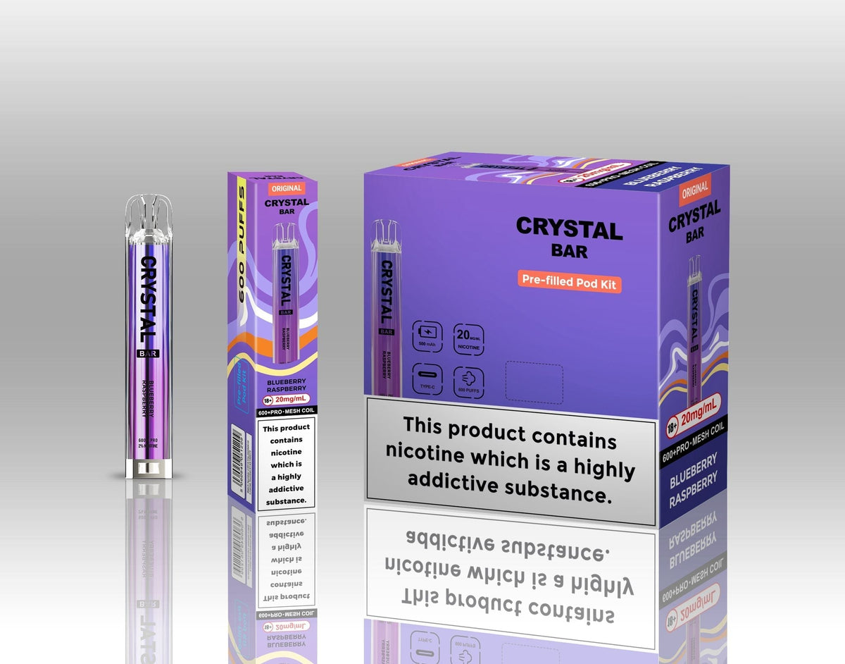 Crystal Bar Original 600 Vape Kit Pack of 10 Blueberry sour raspberry