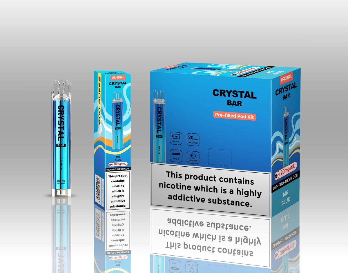 Crystal Bar Original 600 Vape Kit Pack of 10 Blueberry sour raspberry